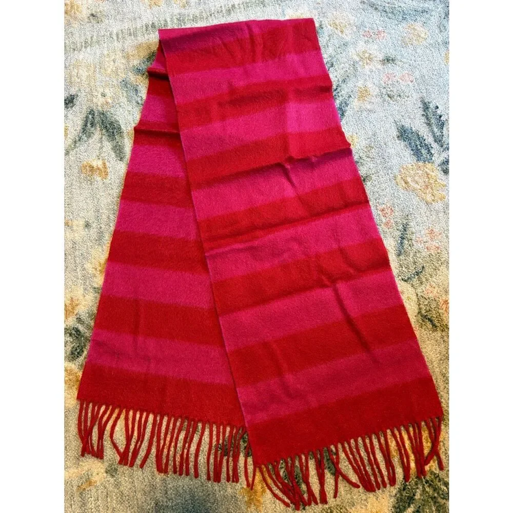 Meg Cohen Striped Cashmere Pink Scarf